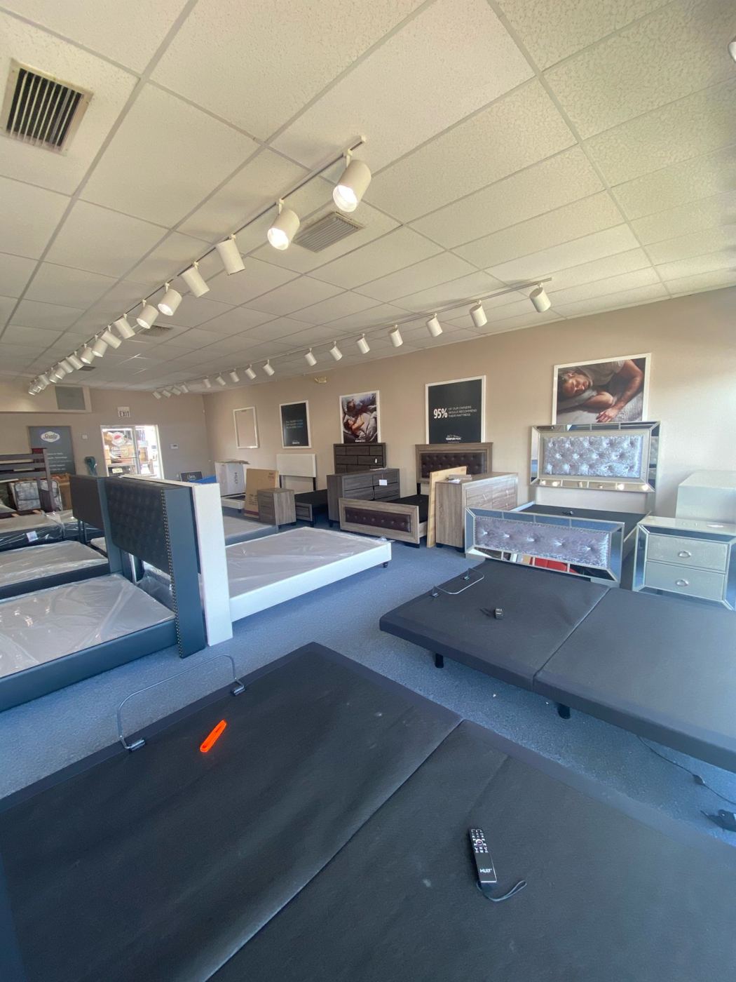 Adjustable bases in showroom